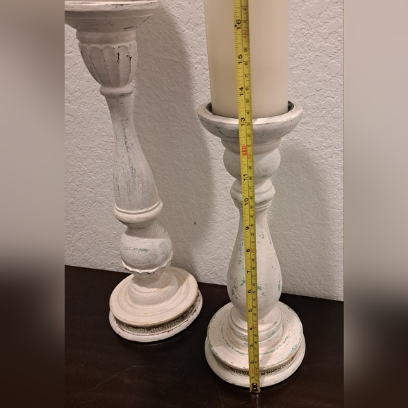 Rustic White Candle Holders - Picture 6 of 7